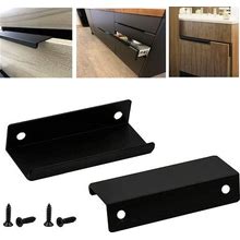 JASONYOMI Mount Finger Edge Pull Concealed Handle For Kitchen Cabinet Drawer 80Mm/3.15" Black Set Of 2