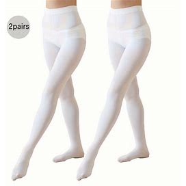 2 Pairs Women's 80D Super Stretch Opaque Tights, Leggings, Versatile Classic Full Length Footed Pantyhose,White,Must-Have,Temu