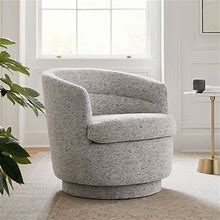 Viv Channeled Swivel Chair, Poly, Distressed Velvet, Dune, Concealed Support