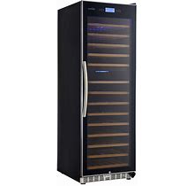 Eurodib USF168DE Single Section 154-Bottle Dual Temperature Black Full Glass Door Wine Refrigerator