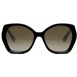 The Fendi Lettering 57mm Gradient Butterfly Sunglasses In Shiny Black /Gradient Brown At Nordstrom