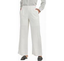 PACIBE Women's Cotton Linen Pants For Summer Elastic Waist Casual Wide Leg Beach Trousers With Pockets