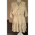 Peach Love Boho Babydoll Dress Ivory Tan Floral Size L With Tag