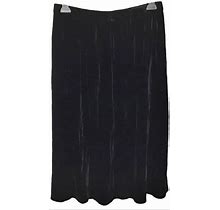 Eileen Fisher Women Skirt Size Large Black Crushed Velvet Silk Blend A Line