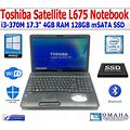 Toshiba Satellite C655d Laptop 15.6" Amd C-50 1.0Ghz 4Gb Ram 120Gb Ssd