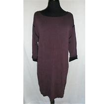 Womens Ann Taylor Sweater Dress Large Shift Dark Mauve Purple Black