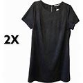 Francesca's Collections Dresses | 2X Francescas Mi Ami Black Shift Faux Suede Short Sleeved Dresses Plus Size Nwt | Color: Black | Size: 2X