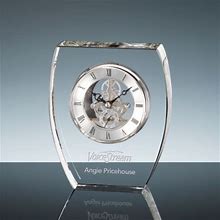 Personalized Engraved Crystal Clock With Your Logo, Artwork, Text, Employee Award, Wedding Gift, Personalized Crystal Desk Clock