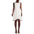Calvin Klein Women's Faux-Wrap Belted Dress - Cream - Size 10