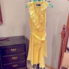 American Living Dresses | Yellow Faux-Wrap Sleeveless Dress | Color: Yellow | Size: 8