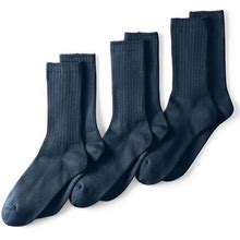 Men's Lands' End Seamless Toe Cotton 3-Pack Crew Socks, Size: XL, Blue