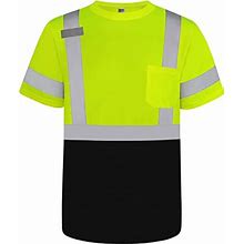 TCCFCCT Construction Shirts Class 3 High Visibility Shirts For Men, Hi Vis Reflective Safety Shirts For Men Women, Short Sleeve Work Shirts With Blac
