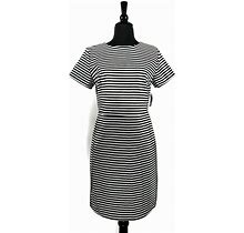 Old Navy Striped Short Sleeve Shift Stretch Black White Dress Size M