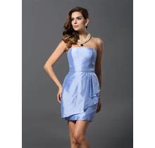 Bridesmaid Dress Light Sky Blue Taffeta Short Strapless Sheath 2024
