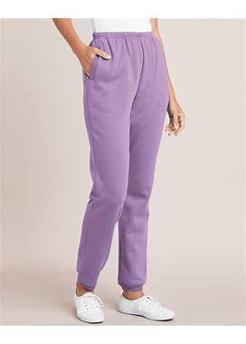 Blair Better-Than-Basic Elastic-Waist Fleece Pants - Purple - XLG - Petite Short