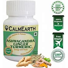 Calm Earth Ashwagandha Ginger Turmeric Organic Herbal Capsule 100%