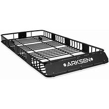 Arksen 84"X 39"X 6" Universal Roof Rack Cargo Extension Car Top Luggage Holder Carrier Basket SUV Camping, Black