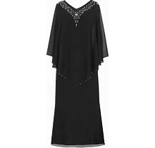 Mother Of The Bride Dresses For Wedding Plus Size Formal Evening Party Dress With Cape V-Neck Beading