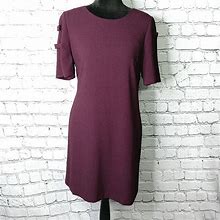 Vince Camuto Dresses | Vince Camuto Burgundy Knee Length Dress Bow Sleeve | Color: Purple | Size: 10