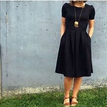 Lularoe Dresses | Lularoe Solid Black Amelia Xs | Color: Black | Size: Xs