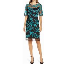 Sequin Floral Embroidered Sheath Dress