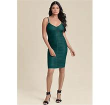Women's Ruched Mini Dress - Green, Size L By Venus