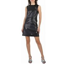 Burberry Black Faux Leather Embellished Eyelet Mini Dress, Brand Size 4 (US Size 2)