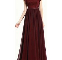 Solid Color Contrast Lace Dress, Women's Elegant Pleated Evening Party Women's Clothing Maxi Dress, Long Dresses,Burgundy,Reliable,Temu