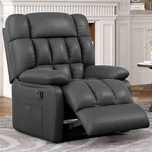 Recliner Chair, Faux Leather Single Sofa Chair With Footrest, 110°-160° Adjustable Ergonomic Reclining Chair With Side Pocket, Recliner Chairs For