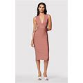 Icon Cutout Plunging V Neck Midi Dress - Terracotta, S, By Herve Leger