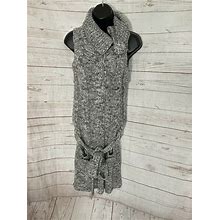 Twenty One Sleeveless Knit Cowl Neck Dress Belted White-Gray Size L