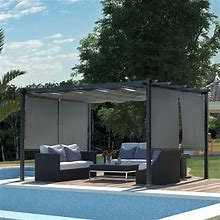 Aoodor 10 X 13 ft Outdoor Pergola With Retractable Canopy, Aluminum Frame, 4 Pieces Patio Sun Shade Shelter - Dark Grey