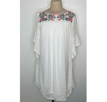 Luxology White Short Bell Sleeve Peasant Shift Dress Womens S