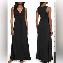 Loveappella Dresses | Black V-Neck Jersey Maxi | Color: Black | Size: Xs