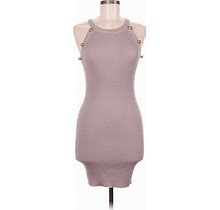 Shein Casual Dress - Bodycon Scoop Neck Sleeveless: Tan Print Dresses - Women's Size 8