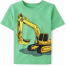 The Children's Place Baby And Toddler Boys Construction Vehicle Graphic T-Shirt | Size 3T | GREEN | Cotton/Polyester