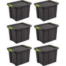 Sterilite Tuff1 Multipurpose 18 Gallon Stackable Plastic Storage Container Organizational Tote Bin With Secure Latching Lids, Flat Gray (6 Pack)
