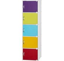 Hodedah 5-Shelf, 5-Door Multi-Purpose Cabinet, Rainbow