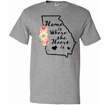 Inktastic Georgia Home Where The Heart Is With Watercolor Floral T-Shirt