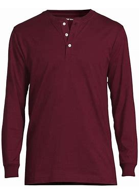 Men's Super-T Long Sleeve Henley Shirt - Lands' End - Red - S
