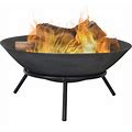 Sunnydaze 22" Fire Pit Cast Iron With Steel Finish Raised Portable Fire Bowl - Grey