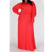 Red Maxi Dress With Extended Cuff (1X-3X)