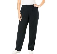 Plus Size Women's Straight-Leg Soft Knit Pant By Roaman's In Black (Size M) Pull On Elastic Waist