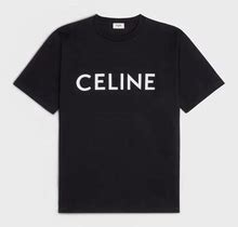 CELINE Loose T-Shirt In Cotton Jersey - White / Black - Size : S - For Women