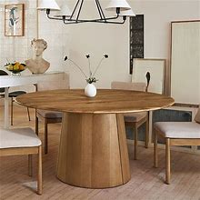 Anton Solid Wood 60" Round Dining Table, Cerused White, West Elm