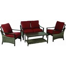 Living Accents Deep Seating Set Valencia 4 Pc Brown Aluminum Red ACE21020
