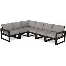 POLYWOOD® EDGE 6-Piece Modular Deep Seating Set - Outdoor Sofas In Gray/Black | Size 32.0 H X 110.5 W X 85.0 D In | OCGV1789_68603253_68603254