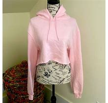 H&M Tops | H&M Cropped Relaxed Fit Light Pink Hoodie Euc Sz M | Color: Pink | Size: M