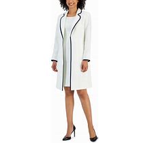Le Suit Jacquard Framed Sheath Dress Suit, Available Regular And Petite Sizes - White/Indigo