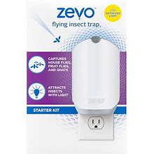 Zevo Flying Insect Trap Fly Trap Captures Houseflies Fruit Flies And Gnats 1 Plugin Base 1 Cartridge, White